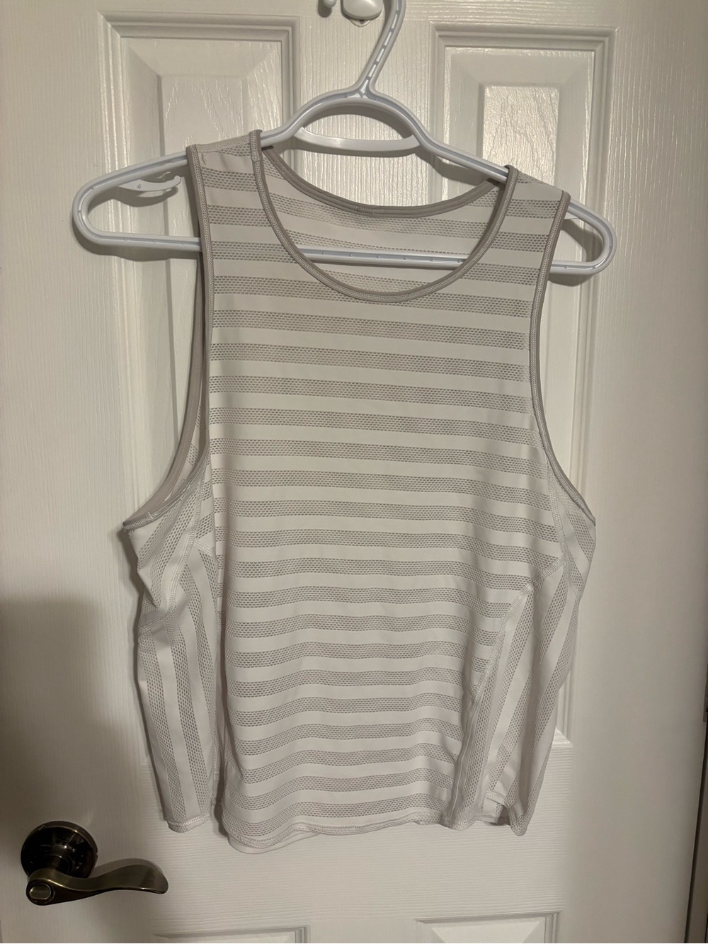 lululemon athletica White Striped Mesh Tank Top